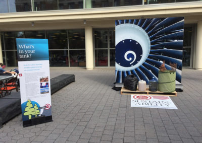 An outdoor sustainability display at a OneSource Strategy higher education milestone celebration