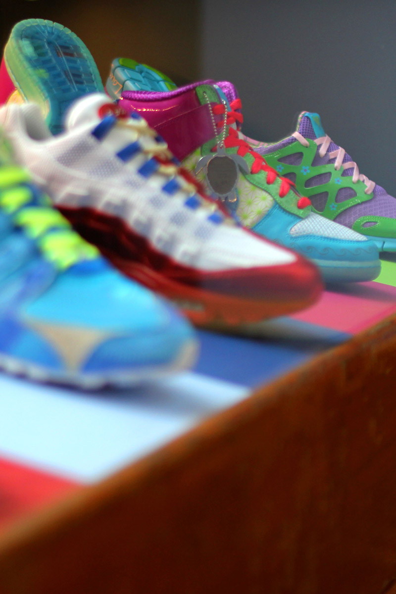 A lineup of shoes at a Doernbecher Freestyle event